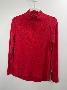 Snoskins Swirl Sport Jacquard funnel neck zip red top size small